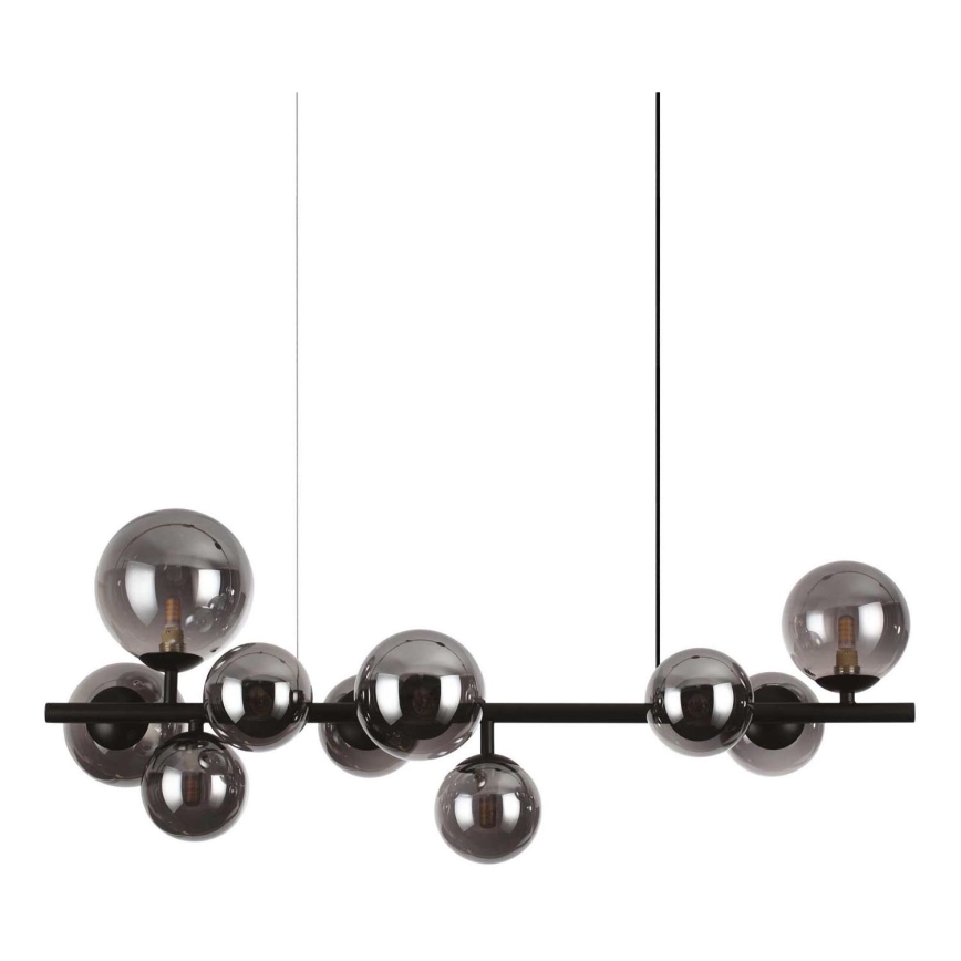 Ideal Lux - LED ljuskrona med textilsladd PERLAGE 10xG9/3W/230V 81 cm svart/rökig