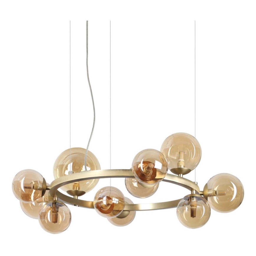 Ideal Lux - LED ljuskrona med textilsladd PERLAGE 11xG9/3W/230V diameter 73 cm guld/rökig