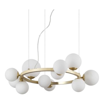 Ideal Lux - LED ljuskrona med textilsladd PERLAGE 11xG9/3W/230V diameter 73 cm guld/vit