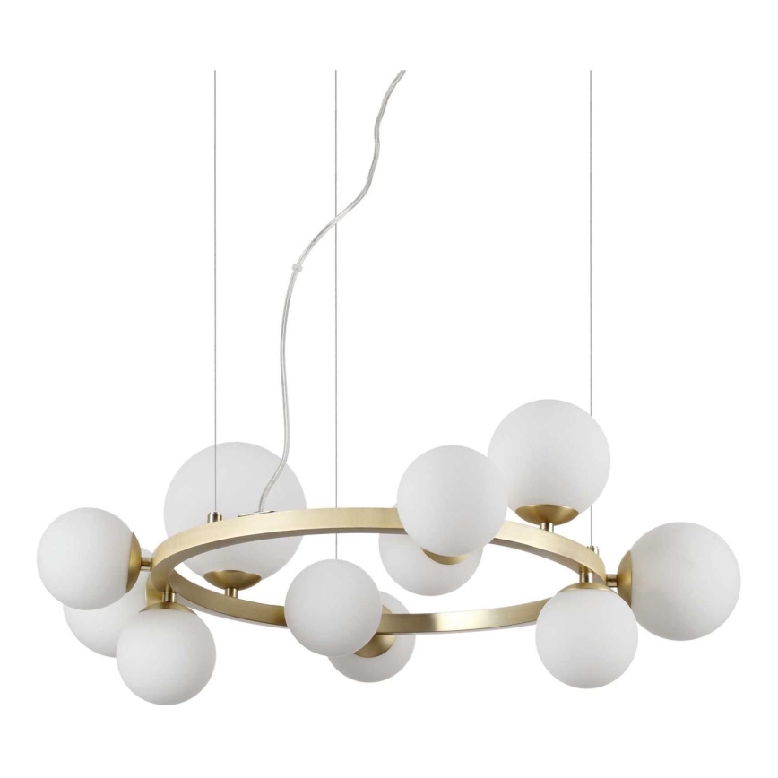 Ideal Lux - LED ljuskrona med textilsladd PERLAGE 11xG9/3W/230V diameter 73 cm guld/vit