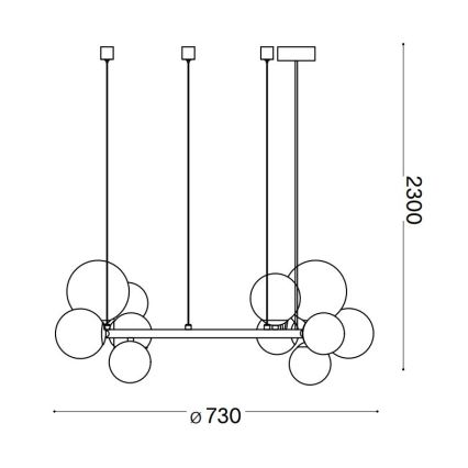Ideal Lux - LED ljuskrona med textilsladd PERLAGE 11xG9/3W/230V diameter 73 cm svart/rökig