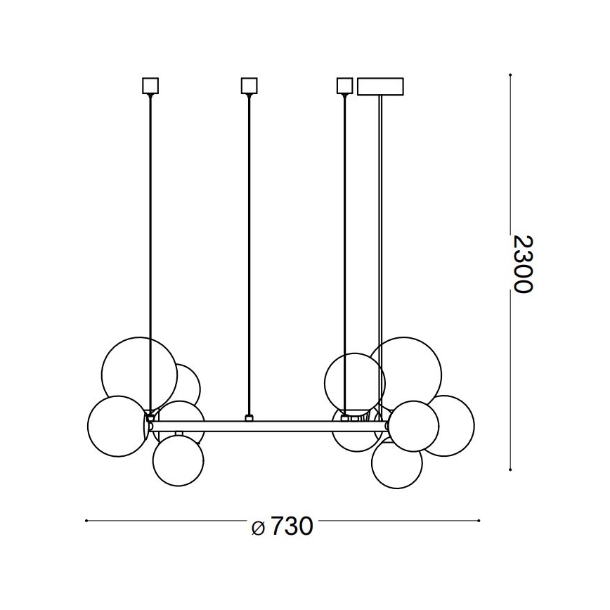 Ideal Lux - LED ljuskrona med textilsladd PERLAGE 11xG9/3W/230V diameter 73 cm svart/rökig