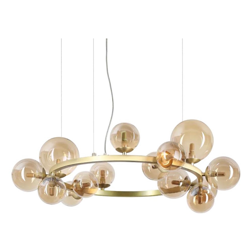 Ideal Lux - LED ljuskrona med textilsladd PERLAGE 14xG9/3W/230V diameter 85 cm guld/rökig