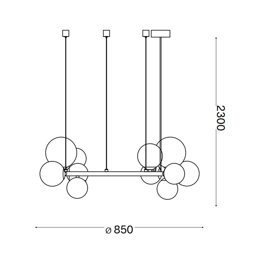 Ideal Lux - LED ljuskrona med textilsladd PERLAGE 14xG9/3W/230V diameter 85 cm svart/rökig