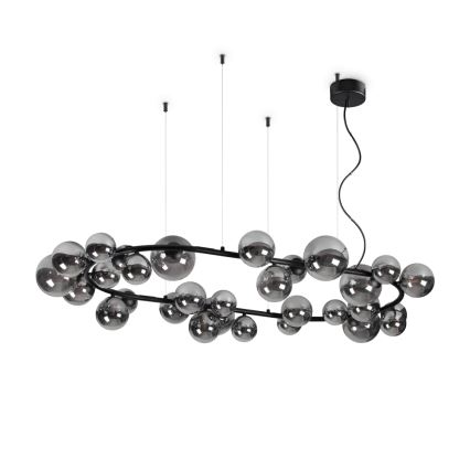 Ideal Lux - LED ljuskrona med textilsladd PERLAGE 30xG9/3W/230V diameter 143 cm svart/rökig