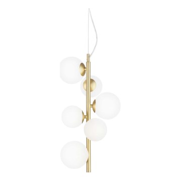Ideal Lux - LED ljuskrona med textilsladd PERLAGE 6xG9/3W/230V diameter 26 cm guld/vit