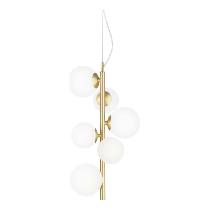 Ideal Lux - LED ljuskrona med textilsladd PERLAGE 6xG9/3W/230V diameter 26 cm guld/vit