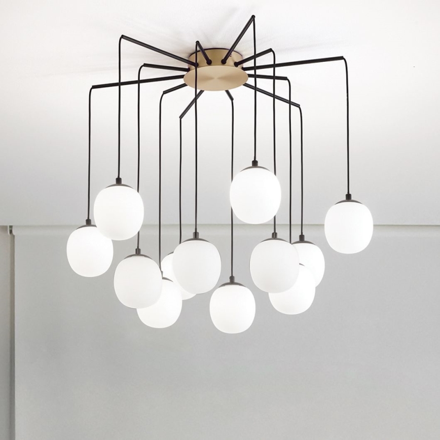 Ideal Lux - LED ljuskrona med textilsladd RHAPSODY 12xG9/3W/230V mässing