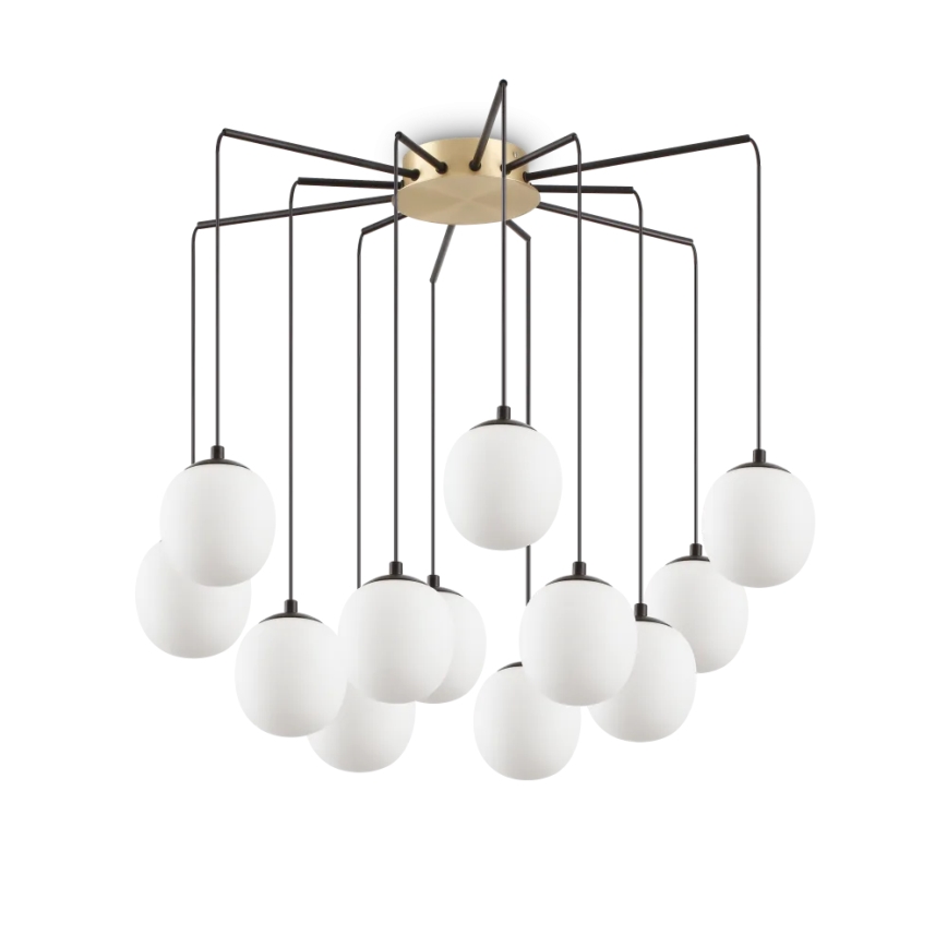 Ideal Lux - LED ljuskrona med textilsladd RHAPSODY 12xG9/3W/230V mässing