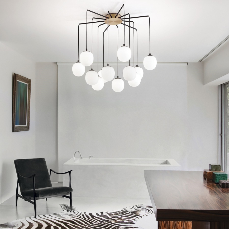 Ideal Lux - LED ljuskrona med textilsladd RHAPSODY 12xG9/3W/230V mässing