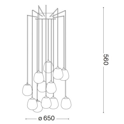 Ideal Lux - LED ljuskrona med textilsladd RHAPSODY 12xG9/3W/230V mässing