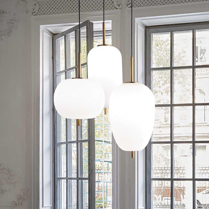 Ideal Lux - LED ljuskrona med textilsladd UMILE LED/55W/230V diameter 60 cm CRI 90 mässing/vit