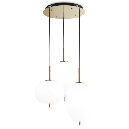 Ideal Lux - LED ljuskrona med textilsladd UMILE LED/55W/230V diameter 60 cm CRI 90 mässing/vit