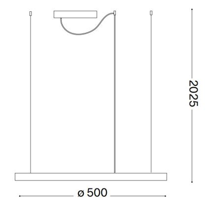Ideal Lux - LED ljusreglerad ljuskrona på textilsladd ORACLE SLIM LED/28W/230V 4000K diameter 50 cm CRI 90 svart