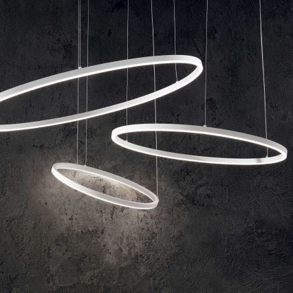 Ideal Lux - LED ljusreglerad ljuskrona på textilsladd ORACLE SLIM LED/40W/230V 4000K diameter 70 cm CRI 90 vit