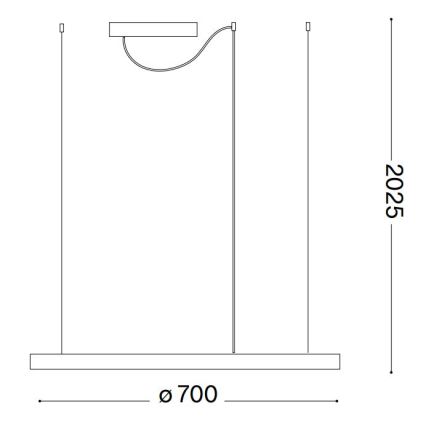 Ideal Lux - LED ljusreglerad ljuskrona på textilsladd ORACLE SLIM LED/40W/230V 4000K diameter 70 cm CRI 90 vit