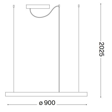 Ideal Lux - LED ljusreglerad ljuskrona på textilsladd ORACLE SLIM LED/42W/230V 4000K diameter 90 cm CRI 90 svart