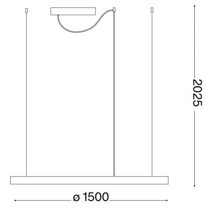 Ideal Lux - LED ljusreglerad ljuskrona på textilsladd ORACLE SLIM LED/83W/230V 4000K diameter 150 cm CRI 90 svart