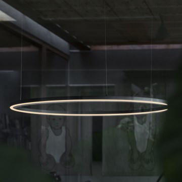 Ideal Lux - LED ljusreglerad ljuskrona på textilsladd ORACLE SLIM LED/43W/230V 3000K diameter 90 cm svart