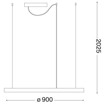 Ideal Lux - LED-pendel på vajer ORACLE SLIM LED/53W/230V 4000K CRI 90 Ø 90 cm guld