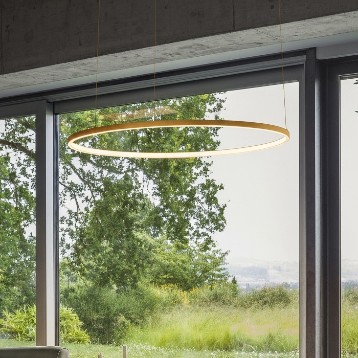 Ideal Lux - LED-pendel på vajer ORACLE SLIM LED/53W/230V 4000K CRI 90 Ø 90 cm guld