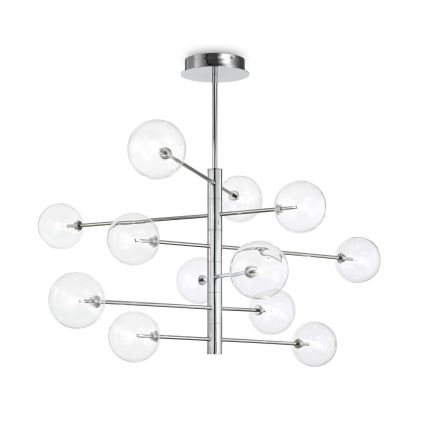 Ideal Lux - LED pendelljuskrona EQUINOXE 12xG4/2W/230V diameter 124 cm skinande krom/genomskinlig