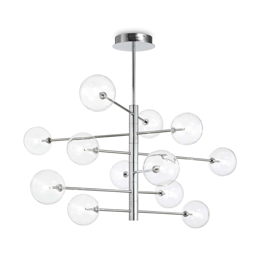 Ideal Lux - LED pendelljuskrona EQUINOXE 12xG4/2W/230V diameter 124 cm skinande krom/genomskinlig