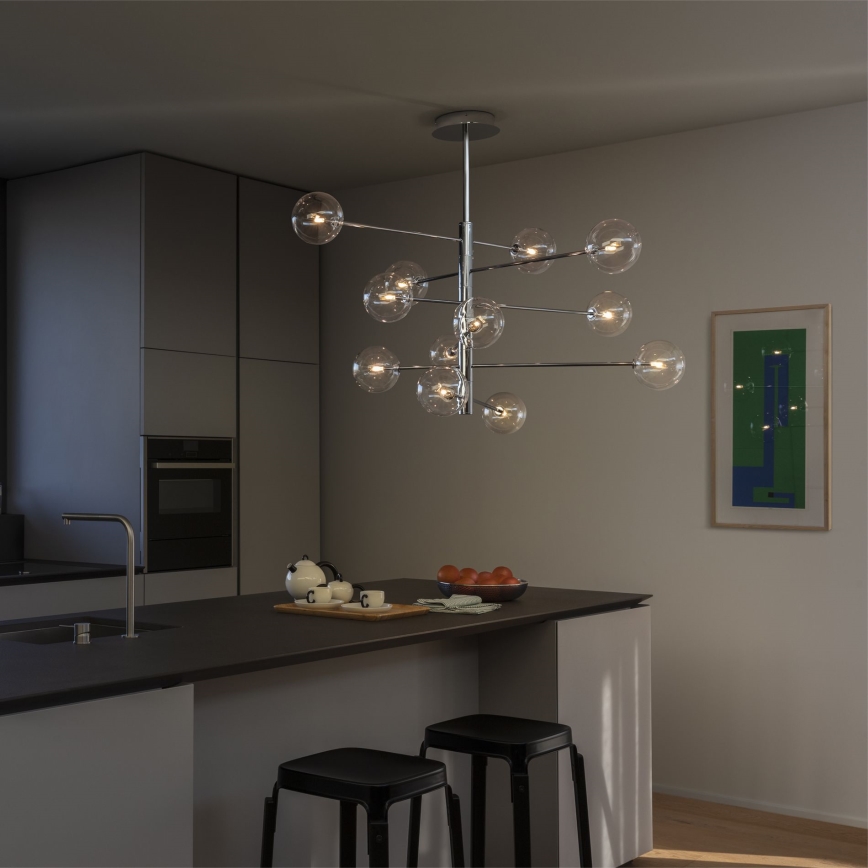 Ideal Lux - LED pendelljuskrona EQUINOXE 12xG4/2W/230V diameter 124 cm skinande krom/genomskinlig