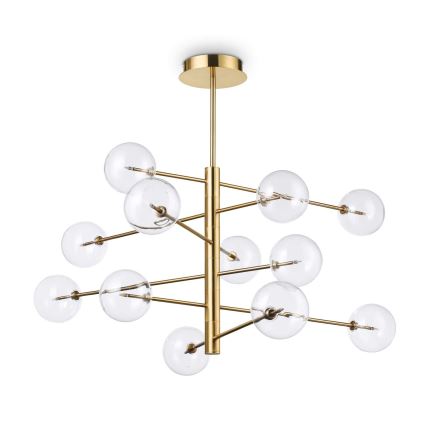 Ideal Lux - LED pendelljuskrona EQUINOXE 12xG4/2W/230V diameter 124 cm mässing/genomskinlig