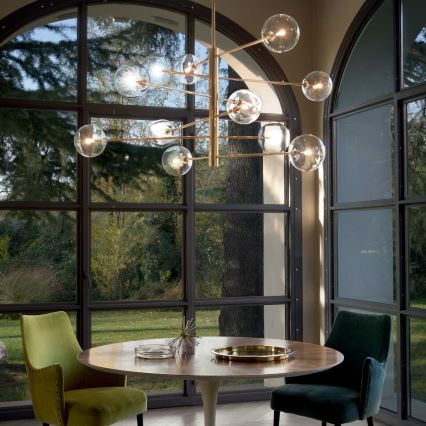 Ideal Lux - LED pendelljuskrona EQUINOXE 12xG4/2W/230V diameter 124 cm mässing/genomskinlig