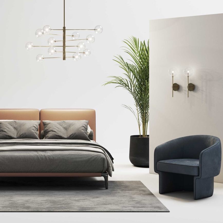 Ideal Lux - LED pendelljuskrona EQUINOXE 12xG4/2W/230V diameter 124 cm mässing/genomskinlig