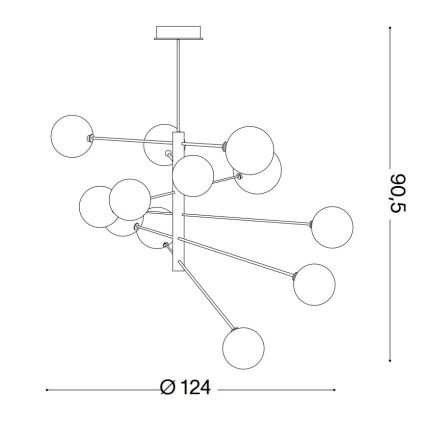 Ideal Lux - LED pendelljuskrona EQUINOXE 12xG4/2W/230V diameter 124 cm mässing/genomskinlig