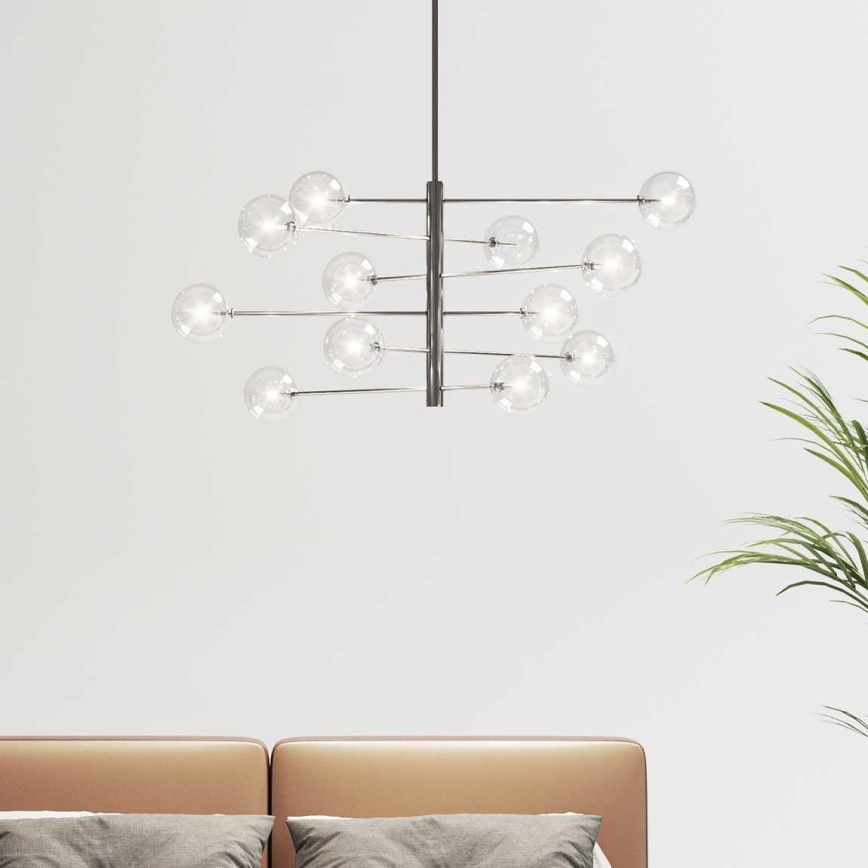 Ideal Lux - LED pendelljuskrona EQUINOXE 12xG4/2W/230V diameter 124 cm skinande krom/genomskinlig