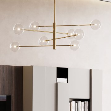 Ideal Lux - LED pendelljuskrona EQUINOXE 8xG4/2W/230V diameter 128 cm mässing/genomskinlig