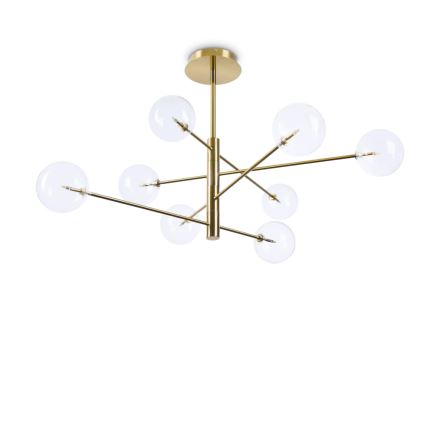 Ideal Lux - LED pendelljuskrona EQUINOXE 8xG4/2W/230V diameter 128 cm mässing/genomskinlig
