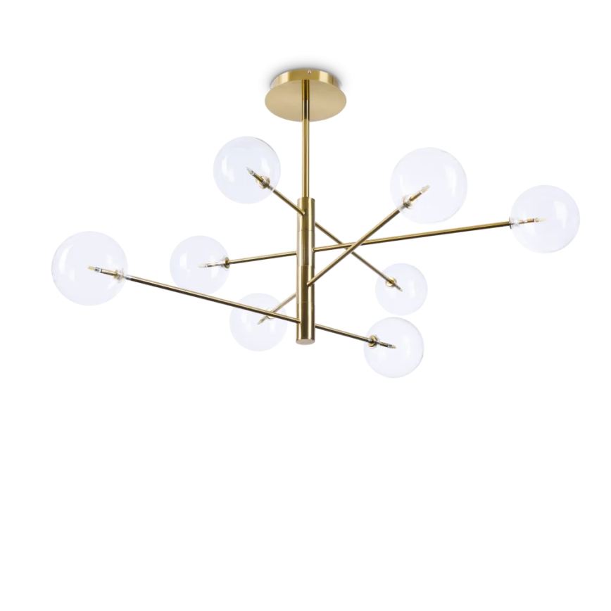 Ideal Lux - LED pendelljuskrona EQUINOXE 8xG4/2W/230V diameter 128 cm mässing/genomskinlig
