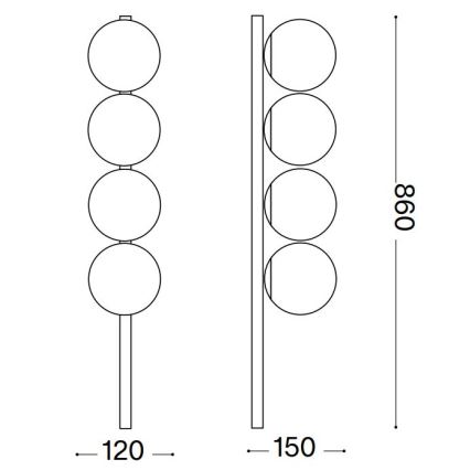 Ideal Lux - LED taklampa BINOMIO 4xG9/3W/230V guld