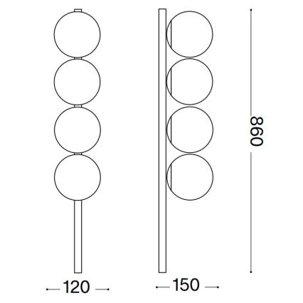 Ideal Lux - LED taklampa BINOMIO 4xG9/3W/230V svart