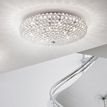Ideal Lux - LED taklampa i kristall KING 9xG9/3W/230V diameter 53,5 cm skinande krom