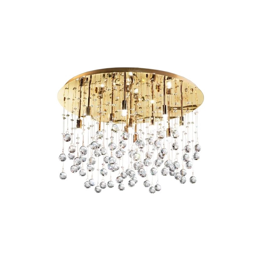 Ideal Lux - LED taklampa i kristall MOONLIGHT 15xG9/3W/230V diameter 80 cm guld