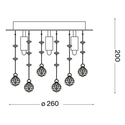 Ideal Lux - LED taklampa i kristall MOONLIGHT 5xG9/3W/230V diameter 26 cm guld