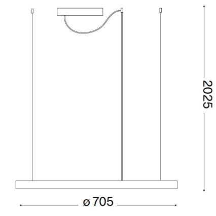 Ideal Lux - LED-pendellampa med vajer ORACLE SLIM LED/37W/230V 4000K CRI 90 Ø 70 cm vit