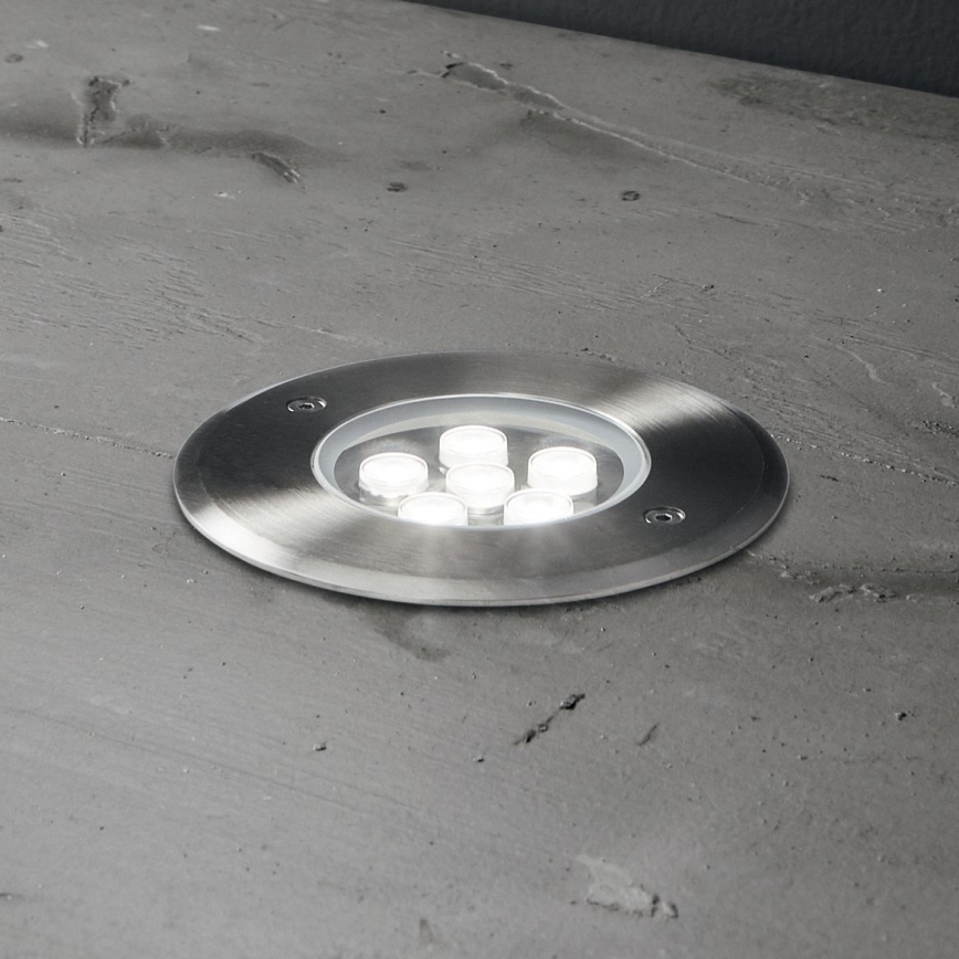Ideal Lux - LED uppfartsbelysning FLOOR LED/6W/230V diameter 12 cm CRI 90 IP67 skinande krom