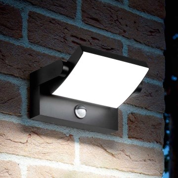 Ideal Lux - LED Utomhus vägglampa med sensor SWIPE LED/21W/230V CRI 90 IP54 svart