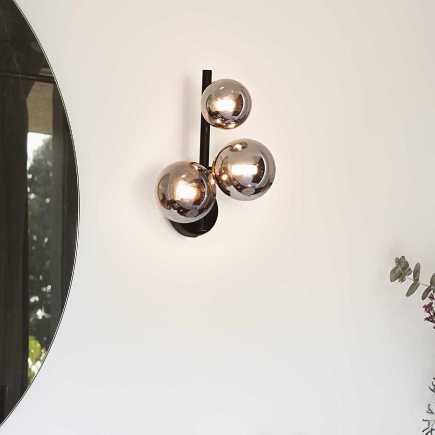 Ideal Lux - LED väggbelysning PERLAGE 3xG9/3W/230V svart/rökig