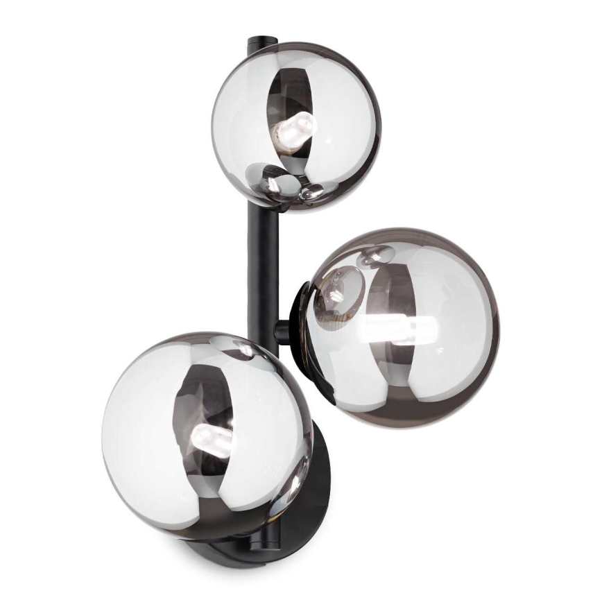 Ideal Lux - LED väggbelysning PERLAGE 3xG9/3W/230V svart/rökig