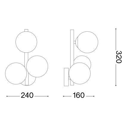 Ideal Lux - LED väggbelysning PERLAGE 3xG9/3W/230V svart/rökig