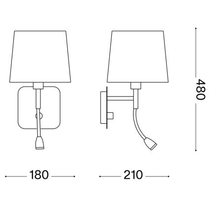 Ideal Lux - LED Flexibel vägglampa NORDIK 1xE14/40W + LED/1,5W/230V