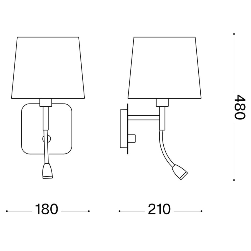 Ideal Lux - LED Flexibel vägglampa NORDIK 1xE14/40W + LED/1,5W/230V