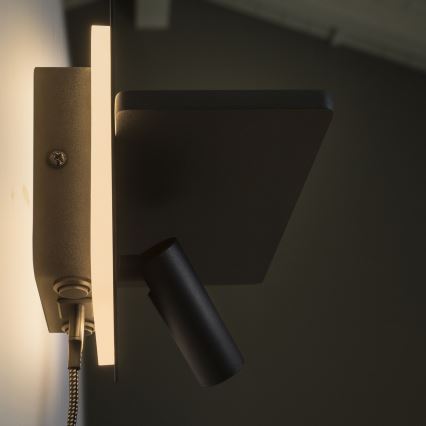 Ideal Lux - LED väggspotlight PIANO LED/11,5W/230V USB svart
